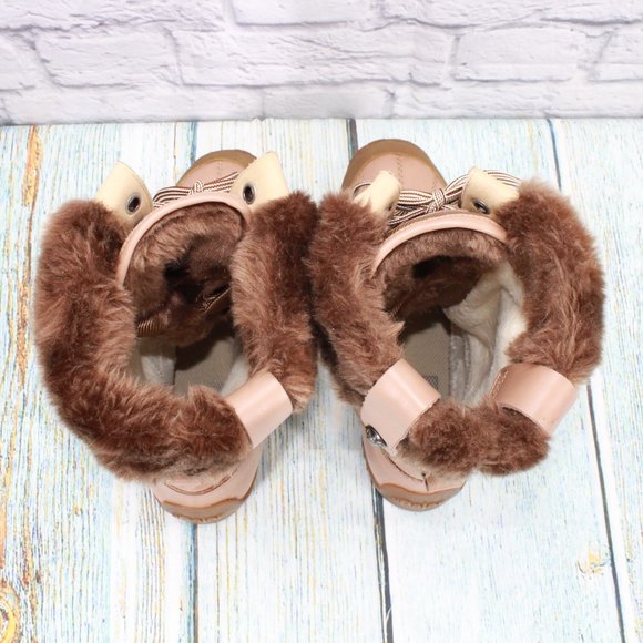 Pajar Brown Grip Faux Fur Leather Lace Up Mid Calf Winter Boots US 8-8.5 - Picture 6 of 9